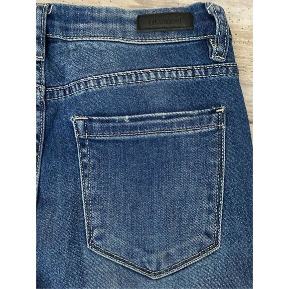 Blank NYC Straight Leg Jeans Distressed Fishnet Patches Women’s Sz 27 Waist - Picture 8 of 8